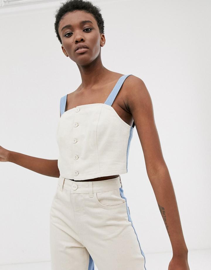 Asos White Bi-color Denim Two-piece Top-blue