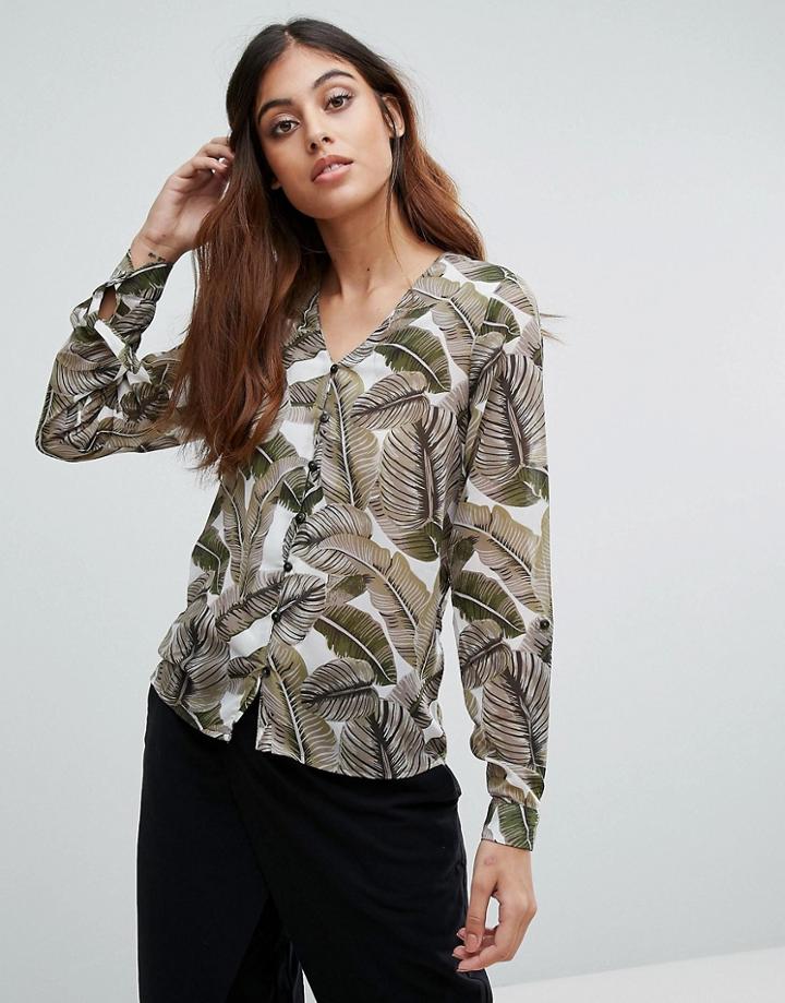 Vero Moda Palm Print Shirt - White