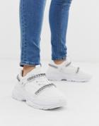 Asos Design Sneakers In White With Gunmetal Chains