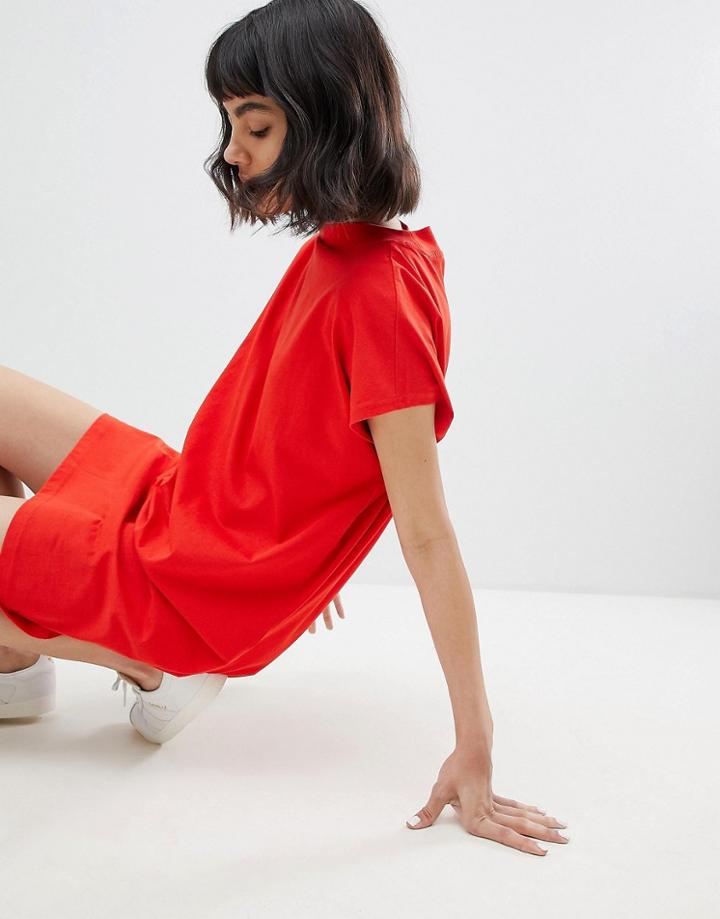 Weekday High Neck Dress - Red