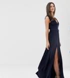 Asos Design Tall Premium Lace Insert Pleated Maxi Dress