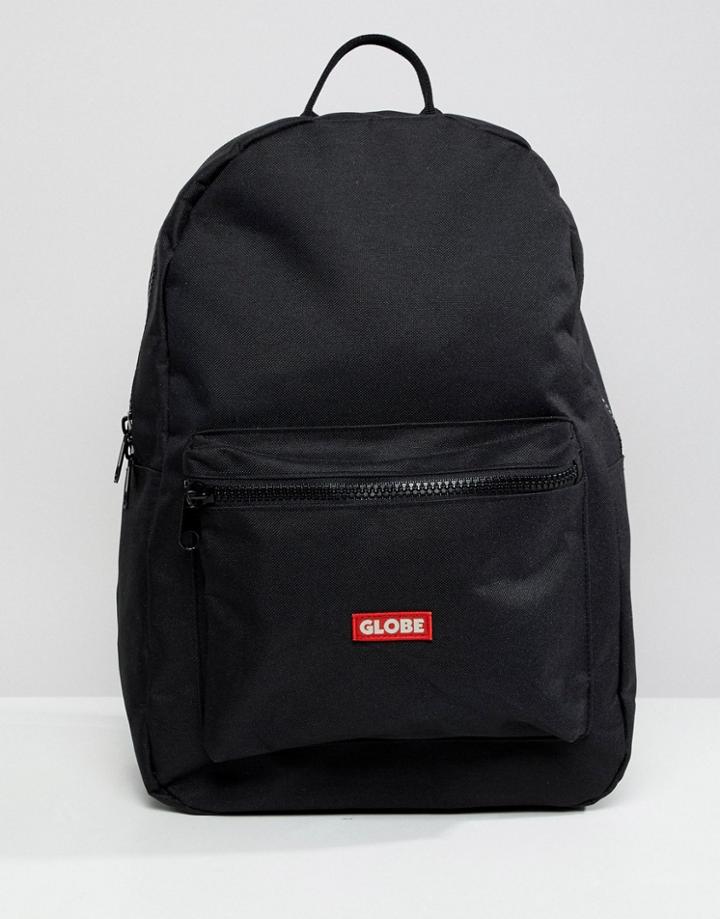 Globe Backpack With Logo Pocket Detail In Black - Black