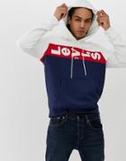 Levi's Lazy Tab Logo Color Block Oversized Hoodie In White/red/navy