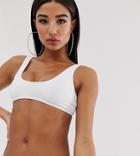 Missguided Mix And Match Sporty Bikini Top In White - White