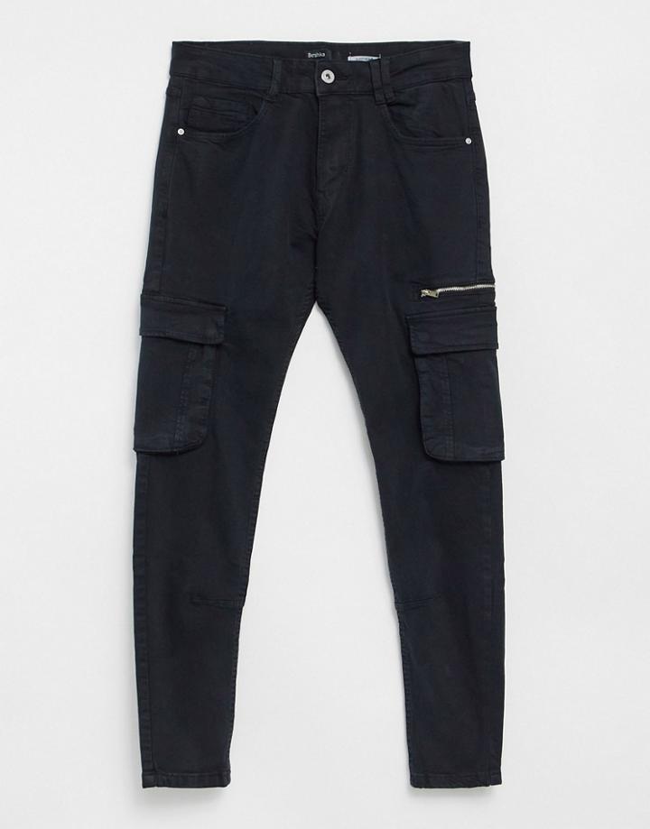Bersha Skinny Cargo Pants In Black