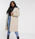 River Island Plus Boyfriend Coat In Stone-brown