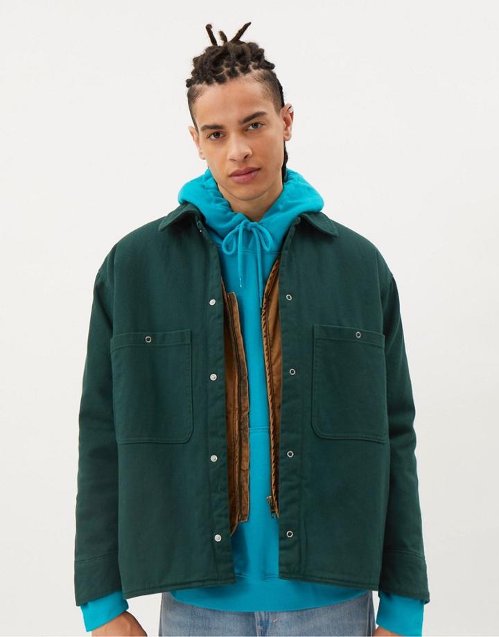 Weekday Aaron Washed Jacket In Dark Green