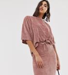 Missguided Two-piece Velour Oversized T-shirt In Rose Pink - Pink