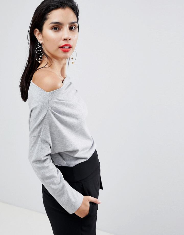 Sisley 3/4 Sleeve Knit Top - Gray