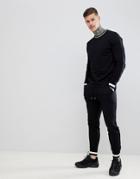 Asos Design Tracksuit Sweatshirt/skinny Joggers With Tipping In Black - Black