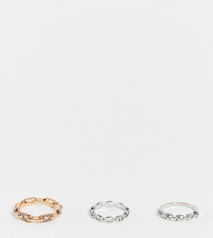 Reclaimed Vintage Inspired Ultimate Chain Rings In Mixed Metal 3 Pack-multi