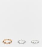 Reclaimed Vintage Inspired Ultimate Chain Rings In Mixed Metal 3 Pack-multi