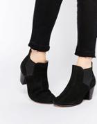 Hudson London Claudette Black Suede Heeled Ankle Boots - Black