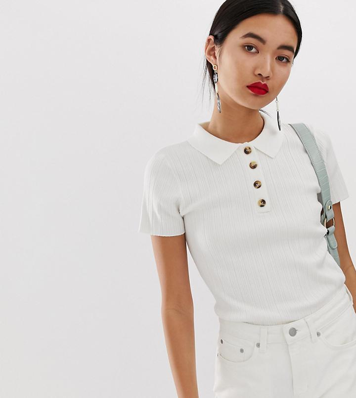 Warehouse Ribbed Turtleneck Top In Cream - Cream