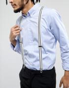 Asos Suspenders In White And Black Stripe - White