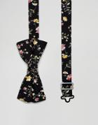 Asos Bow Tie In Ditzy Floral - Black