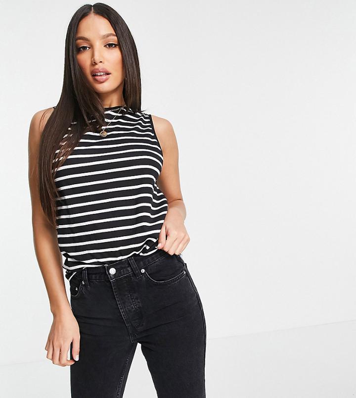 Asos Design Tall Swing Tank In Monochrome Stripe-multi