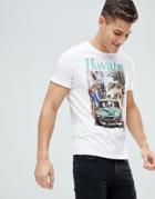 Brave Soul Havana Print T-shirt - White