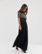 Forever U Maxi Dress With Lace Detail In Black - Multi
