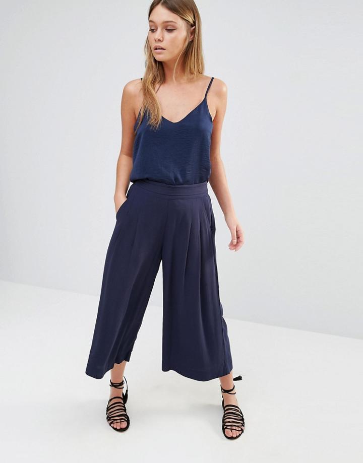 Esprit Pleated Culottes - Navy