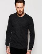 Asos Lightweight Lambswool Rich Sweater In Charcoal - Charcoal