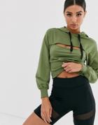 Asos 4505 Cut Out Hoody Sweat Top - Green