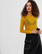 Pieces Tine Animal Print Long Sleeved Top - Yellow