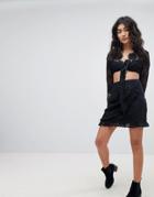 Ebonie N Ivory Wrap Skirt In Crochet Two-piece - Black