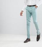 Asos Design Tall Wedding Super Skinny Suit Pants In Sage Green Linen - Green