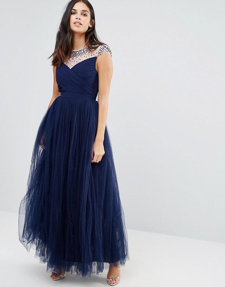 Little Mistress Beaded Maxi Dress - Navy