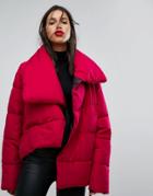 Mango Padded Oversized Collar Jacket - Pink
