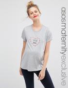 Asos Maternity Hug Me Embroidered Heart T-shirt - Gray