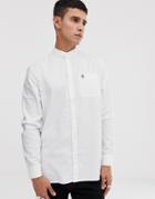 Original Penguin Icon Logo Oxford Shirt With Grandad Collar In White - White