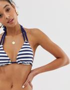 Dorina Stripe Halter Bikini Top - Navy