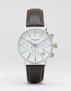 Simon Carter Chronograph Leather Watch With White Dial - Black