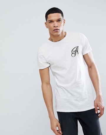 Another Influence Long Line Curved Hem Stretch Logo T-shirt - White