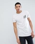 Another Influence Long Line Curved Hem Stretch Logo T-shirt - White