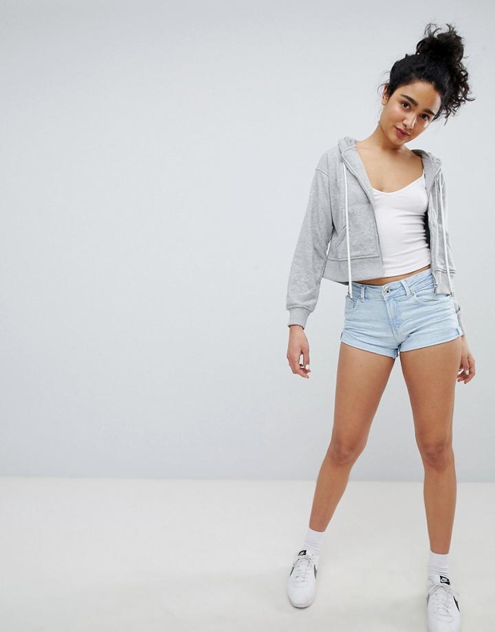 Bershka Denim Short In Blue - Blue