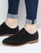 Asos Derby Shoes In Black Suede With Natural Sole - Black