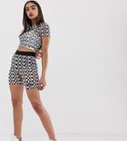 Fila Legging Shorts In Sheer Checkerboard Two-piece - Black