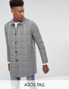 Asos Tall Shower Resistant Single Breasted Trench In Prince Of Wales Check - Multi