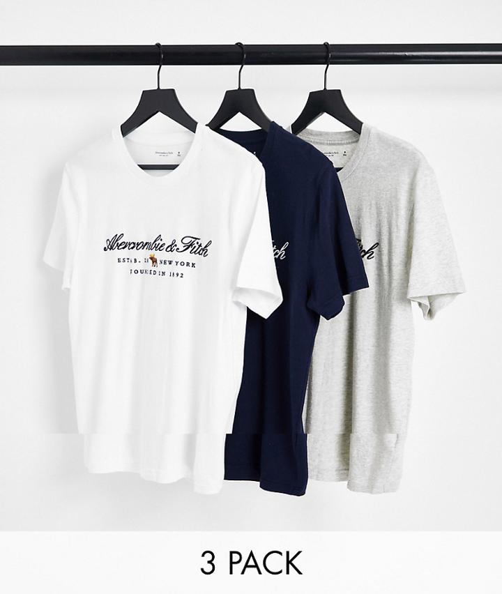 Abercrombie & Fitch 3 Pack T-shirts In Multi With Chest Logo
