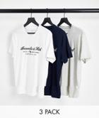 Abercrombie & Fitch 3 Pack T-shirts In Multi With Chest Logo