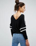 Asos Sweater With V Back And Ruffle Sleeves - Multi