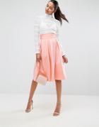 Asos Scuba Prom Skirt With Corset Waist Detail - Orange