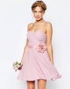 Asos Wedding Chiffon Mini Bandeau Dress With Detachable Corsage Belt - Pink