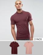 Asos Extreme Muscle Fit Polo In Jersey 2 Pack - Multi