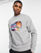 Asos Design Oversized Sweatshirt In Gray Heather With Varsity Front Print