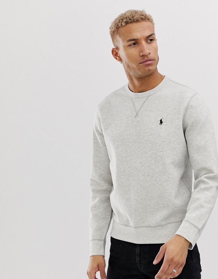 Polo Ralph Lauren Player Logo Double Tech Crew Neck Sweatshirt In Gray Marl