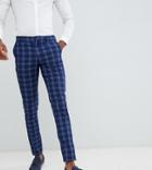 Asos Design Tall Wedding Skinny Suit Pants In Tonal Blue Check - Blue